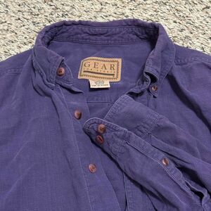 Vintage Gear For Sports Purple Button Up Shirt Mens L Cotton Casual